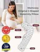 Momcozy Body Pillow for Pregnancy, J Shaped Pregnancy Pillows for Side Sleeping, Soft Maternity Pillow with Jersey Cotton Cover for Head Neck Belly Support, Pink by TinyTreasures Baby Boutique