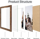 10x14 Picture Frame Set of 4, 10 x 14 Wood Photo Frames with Mat for 8x12 or 30x40cm Diamond Painting Art, Wooden Frame with Real Glass Cover for Wall and Tabletop Display,Rustic Brown by CozyNest Decor