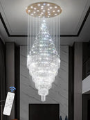 Flashing God D48''X H120''High Ceiling Chandelier Crystal Raindrop Gold Chandeliers Large Villa Chandelier Entrance Foyer Hight Ceiling Lighting LED Dimmable 2700K-4500K-6000K 24 LED Bulbs Include by CozyNest Decor