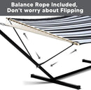 SUNCREAT Two Person Hammock with 12ft Stand Included, Max 475lbs Capacity, Heavy Duty Free Standing Hammock, Black Stripes by GreenHaven Gardens