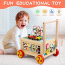 Wooden Activity Cube 7-in-1 Montessori Toys for 1+ Year Old Boys Girls Educational Learning Toys for Toddlers Age 1-2 One Year Old First Birthday Gift Bead Maze Magnetic Trains Track Shape Sorter by TinyTreasures Baby Boutique