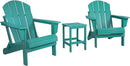 WO Home Furniture Adirondack Chairs Table Set of 3 PCS Outdoor Folding Chairs Side End Table Weather/UV Resistant for Lawn, Garden, Bon Fire, Balcony (Turquoise) by GreenHaven Gardens