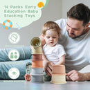 Baby Bath Toys for Kids Ages 1-3, 14 PCS Mold Free Bath Toys for Toddler with Stacking Cups & Bath Spoons, Bathtub Water Toys for Babies 6-12 Months Early Learning Educational Gifts by TinyTreasures Baby Boutique