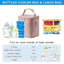 Breast Milk Cooler Bag with Ice Pack Fits 6 Baby Bottles Up to 9 Ounce, Baby Bottle Bag with Shoulder Strap for Nursing Mom Daycare, Pink by TinyTreasures Baby Boutique