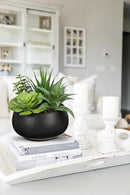 Fake Plants Artificial Succulents in Pots Faux Succulent Arrangement Potted Plant with Black Ceramic Pot for Home Decor Modern Office Desk Bathroom Shelf Living Room Indoor & Outdoor Decoration by GreenHaven Gardens