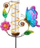 LEWIS&WAYNE 36.3” Butterfly Rain Gauge Outdoor, 7” Glass Tube Solar Powered 10 Warm White LEDs Garden Metal Stakes Decorative Waterproof for Yard Garden Patio Lawn by GreenHaven Gardens