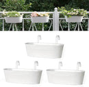 Dahey 3 Pcs Metal Iron Hanging Flower Pots for Railing Fence 15.7 Inch Hanging Bucket Pots Countryside Style Window Flower Plant Holder with Detachable Hooks for Garden Yard Home Decor, White by GreenHaven Gardens