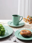famiware Aurora Coffee Mugs, 14oz Mug Set of 4, Stoneware Mug, Cups for Kitchen, Cappuccino, Latte, Reactive Glaze, Microwave Safe, Scractch-resistant, Mint Green by CozyNest Decor