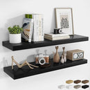 RICHFOCUS 40Inch Floating Shelves for Wall 2 Pack Shelves for Bedroom|Kitchen|Bathroom Wall Mounted Rustic Wood Floating Shelf with Invisible Brackets for Books|Storage|Decor, Black by CozyNest Decor