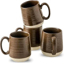 Hasense Porcelain Coffee Mugs Set of 4-15 Ounce Large Ceramic Coffee Cups Set with Handle for Latte, Tea, Cocoa and Hot Chocolate, Brown Coffee Mugs for Men and Women, Microwave Safe by CozyNest Decor