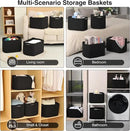 Storage Baskets for Organizing & Shelves, Woven Cotton Rope Organization Bins for Dog Toys, Clothes, Books, Nursery Organizer, 15" Lx11''Wx9.5''H, (4 Packs) Black by CozyNest Decor