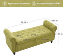Furniliving 55” End of Bed Bench, Bedroom Bench with Button-Tufted, Large Upholstered Storage Ottoman Benches Entryway Bench with Storage Shoe Cabinet Bench, for Bedroom, Living Room, Linen, Green by CozyNest Decor