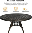 48" Round Patio Table for 6 Person Cast Aluminum Bistro Table with Umbrella Hole,Metal Patio Table Outdoor Bistro Dining Table for Garden,Bronze by GreenHaven Gardens