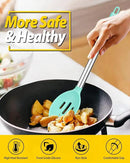 Pack of 2 Large Silicone Cooking Spoons,Non Stick Solid Basting Spoon,Heat-Resistant Kitchen Utensils for Mixing,Serving,Draining,Stirring (GREEN) by CozyNest Decor