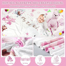 Sleeping Bear Monthly Baby Milestone Blanket Bear Star Balloon Flannel Blanket Boy Newborn Infant Swaddle Growth Chart Baby with Frame for Boys Girls Nursery (Pink) by TinyTreasures Baby Boutique