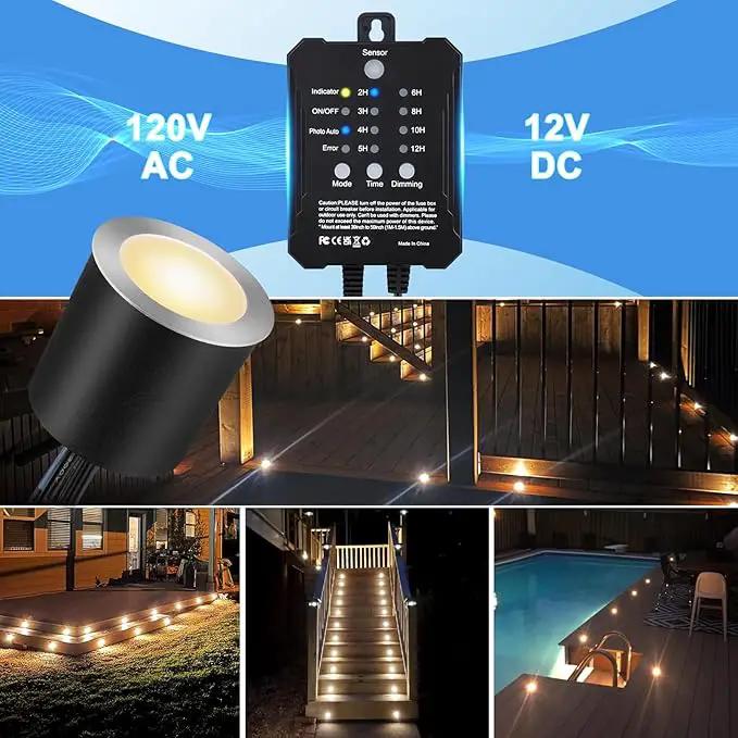 SMY Lighting Dimmable LED Deck Lights with Timer and Photocell Sensor and Protecting Shell φ32mm,20Pack Outdoor LED Smart Deck Lighting IP67 Waterproof for Garden,Yard Stair, Patio, Floor Decoration, photo 3 of 7