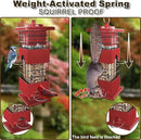 Squirrel Proof Bird Feeder, 3LBS Large Capacity Hanging Bird Feeders for Outdoors, Weight-Activated Perches Metal Anti-Squirrel Birdfeeder for Blue Jay, Cardinal, Outside (Red) by GreenHaven Gardens