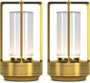 Portable Metal Table Lamp for Indoor/Outdoor ,Rechargeable Cordless LED Lamp, 3-Colour Infinitely Dimming Battery Powered Small Desk Lamp, Restaurant/Bedroom/Bar/Coffee/Camping Light (Gold Set of 2) by CozyNest Decor