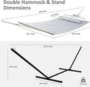 SUNCREAT 55 Inch Extra Large Double Hammock with Stand, 475lbs Capacity, Outdoor Portable Hammock with Hardwood Spreader Bar, Extra Large Pillow, Grey by GreenHaven Gardens