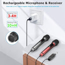 Aveek Wireless Microphone for Karaoke, 2.4GHz Rechargeable Karaoke Microphone(Work 10hs), for Speaker, Karaoke Machine,Church, Speech, Wedding, Party Singing, Grey&Red, 2 Packs by TinyTreasures Baby Boutique