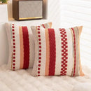 Boho Throw Pillow Covers 18x18 Set of 2 Christmas Decorative Cushion Case Striped Square Pillows Cover Chenille Pillow Cases Accent Neutral Pillowcase for Sofa Couch Bed,Red by CozyNest Decor