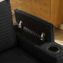 Modular Sectional Sofa Couch, Plush Corduroy Fabric Sectional Couches for Living Room with USB Charging Ports, Phone Holders, and Multi-Functional Storage Armrests (Black, 4set+2ottoman) by CozyNest Decor