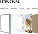 Vittanly 12x16 Picture Frames Set of 9, Shatter Resistant Plexiglass, Display 11x14 Pictures with Mat or 12x16 without Mat, Photo Frames for Wall Mount, Engineered Wood, Grey by CozyNest Decor