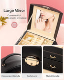 Homde Girls Jewelry Box Jewelry Storage Case Organizer with Mirror for Rings, Earrings, Bracelets, Necklaces (Black + Gold) by TinyTreasures Baby Boutique