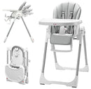 KÜB 3-in-1 Foldable Baby High Chair | Multifunctional Infant High Chairs for Babies and Toddlers | Removable Seat & Tray Easy Clean | 7 Height & 4 Recline Adjustable | 2 Locking Wheels (Grey) by TinyTreasures Baby Boutique