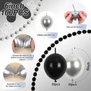 Black and Silver Linking Balloons, 100PCS 6 Inch Small Metal Silver Link Balloons for Making Balloon Wall Heart Arch, Quick Linked Balloon for Wedding Birthday Baby Shower Graduation Party Decorations by CozyNest Decor