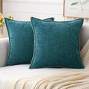MIULEE Pack of 2 Couch Throw Pillow Covers 18x18 Inch Coastal Dark Teal Farmhouse Decorative Pillow Covers with Stitched Edge Soft Chenille Solid Dyed Spring Pillow Covers for Sofa Bed Living Room by CozyNest Decor