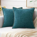 MIULEE Pack of 2 Couch Throw Pillow Covers 20x20 Inch Dark Teal Farmhouse Decorative Pillow Covers with Stitched Edge Soft Chenille Solid Dyed Spring Pillow Covers for Sofa Bed Living Room by CozyNest Decor