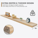 Fun Memories 48 Inch Floating Shelves for Wall, Deep Rustic Solid Pine Wood Floating Shelf - Farmhouse Wall Mounted Display Shelf with Heavy-Duty Metal Bracket, 48" W x 8" D, Set of 1, Unfinished by CozyNest Decor