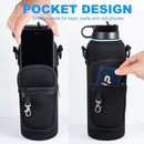 Water Bottle Holder with Strap for Hydroflask 32oz 40oz, Carrier Sling Bag with Phone Pocket Sleeve for Men Women Hiking Camping Travelling（Pink12/16oz） by TinyTreasures Baby Boutique