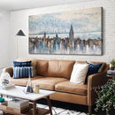 Arjun Cityscape Wall Art New York City Skyline Buildings Picture Modern Abstract Grey NYC Skyline Birds Painting Framed Artwork for Bedroom Living Room Bathroom Home Office Decor, Large Size 40"x20" by CozyNest Decor