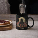Astronaut with Moon and Wildflowers Coffee Mug, Custom Name Ceramic Cup 11oz 15oz, Unique Astronaut Coffee Cup for Friends, Personalized Astronomy Black Mug, Gifts for Birthday by CozyNest Decor