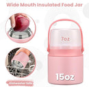2-in-1 Insulated Food Jar & Snack Container - 15oz Kids Soup Thermos for Hot Food with Handle and Spoon, Leak Proof Reusable Toddler Snack Box, Perfect for School & Travel, Pink by TinyTreasures Baby Boutique