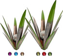 Metal Agave Plant Garden Art, 2 Pack Big Tequila Rustic Sculpture, Rustic Metal Agave Plants Garden Lawn Home Ornaments, for Yard Stakes, Garden Figurines, Outdoor Patio (2 PCS Green with Light) by GreenHaven Gardens
