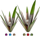 Metal Agave Plant Garden Art, 2 Pack Big Tequila Rustic Sculpture, Rustic Metal Agave Plants Garden Lawn Home Ornaments, for Yard Stakes, Garden Figurines, Outdoor Patio (2 PCS Green with Light) by GreenHaven Gardens