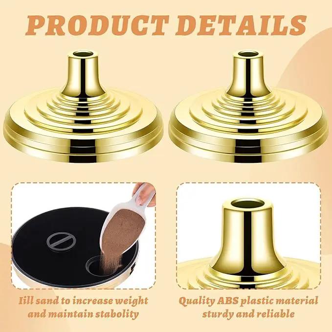 Leinuosen 4 Pcs Flag Holder Stand FlagPole Stand Flag Pole Base for Indoor Outdoor 1.3/1.1 Inch Diameter Flagpole Garden House Classroom Churches Meeting Party Flags Banner(Gold), photo 3 of 7