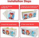Toy Box Chest for Kids, Collapsible Oxford Toy Storage Box with Handles Mesh Pockets, Extra Large Sturdy Waterproof Organiser for Bedroom Playroom, 37.7×12.5×15.7 Inch (Cute Animal) by TinyTreasures Baby Boutique