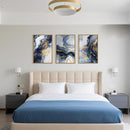 Blue and Gold Framed Canvas Wall Art Set, Mid-Century Modern Abstract Wall Decor, Navy Blue Ink Wash Painting, Neutral Art Print for Living Room, Bedroom, Dining Room, Office - 16"x24"x3 by CozyNest Decor