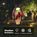 Starsoul Cardinal Outdoor Solar Lantern - Metal & Stained Glass Cardinal Solar Light, Waterproof Tabletop Lamp with Hollowed-Out Design for Yard, Patio, Garden, Pathway by GreenHaven Gardens