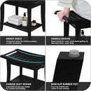 Zhuoyue Bamboo Shower Stool Bench Waterproof with Storage Shelf for Shaving Legs or Spa Bath Seat in Bathroom & Inside Shower for Adults Seniors Elderly (24 x 13.4 x 18.5 inches+Black) by TinyTreasures Baby Boutique