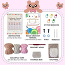 LoopMap Crochet Kit for Beginners - DIY Amigurumi Bear with Removable Dress & Accessories - Step-by-Step Video Tutorials, Extra Yarn, Crochet Tools, Handmade Gift for Kids & Adults (Bear K02, Pink) by TinyTreasures Baby Boutique