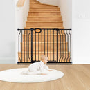 Baby Gate for Stairs 29-52 Inch Wide, Safety Gate for Baby Adjustable Pet Gate with Door Pressure Mounted Gates for Kids Toddler Dogs Extension Kit Indoor Stairway Doorway Black (30.5'' Tall) by TinyTreasures Baby Boutique