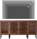 Farmhouse TV Stand for TVs up to 70 Inch, Entertainment Center TV Console with Storage Cabinets and Glass Doors,Media Console for Living Room,Brown by CozyNest Decor
