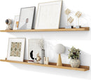 Solid Ash Wood Picture Ledge Shelf, Floating Shelves Set of 2, 56 Inch Long Large Ledge Shelves, Nursery Book Shelves Wall Mounted for Living Room Bedroom Kitchen Decor Kids Bookshelf, Natural by TinyTreasures Baby Boutique