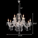 LIUMANG Modern Elegant 12 Lights K9 Crystal Glass Chandelier Pendant Ceiling Lighting European Style for Dining Living Room Bedroom Transparent,12 E12 Bulbs Required by CozyNest Decor