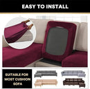 PrinceDeco Velvet Couch Covers - 4 Piece Set for Sectional Sofa (3 Seater + 1 Chaise, Burgundy) by CozyNest Decor